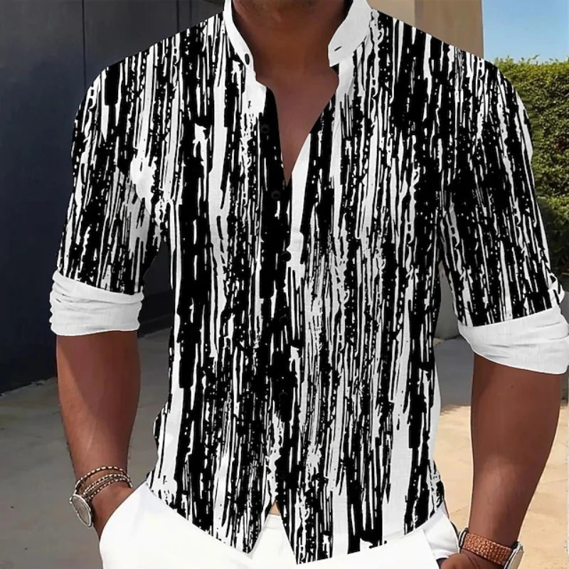 Men's long-sleeve shirt with a tech circuit print