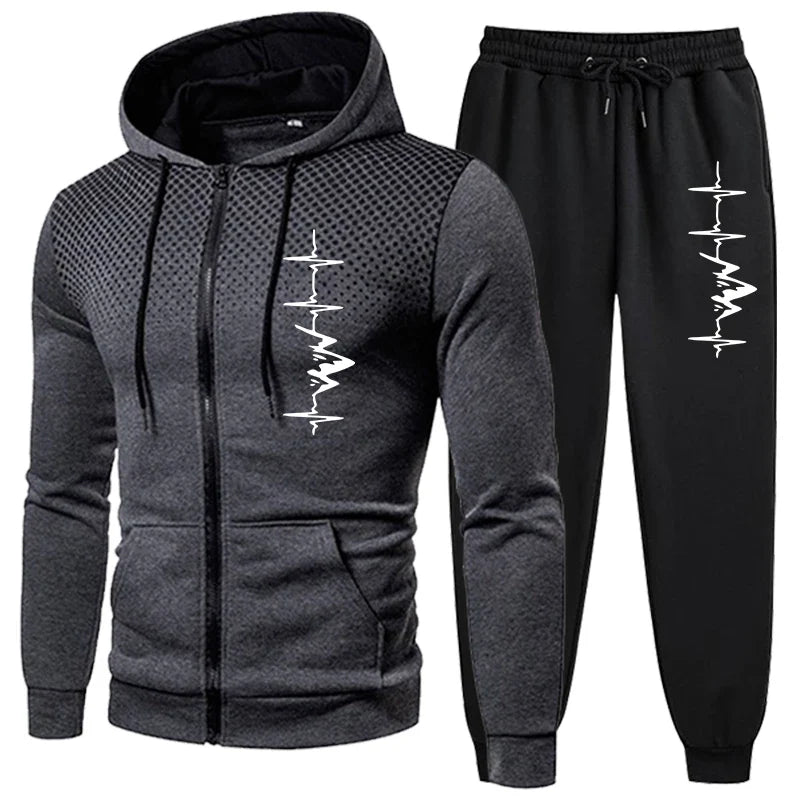 Men's Hooded Sports Set (Zip-up Hoodie and Pants)