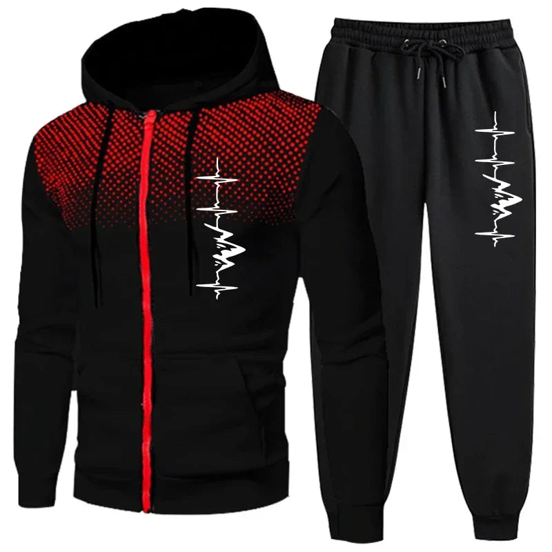 Men's Hooded Sports Set (Zip-up Hoodie and Pants)