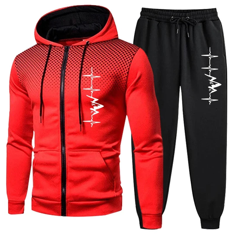 Men's Hooded Sports Set (Zip-up Hoodie and Pants)