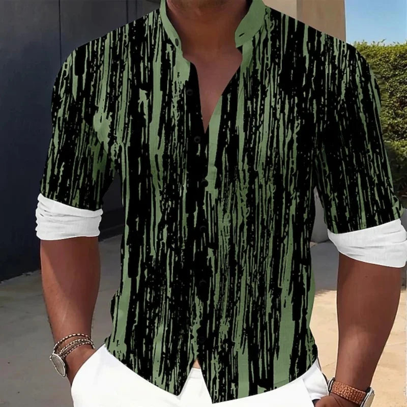 Men's long-sleeve shirt with a tech circuit print