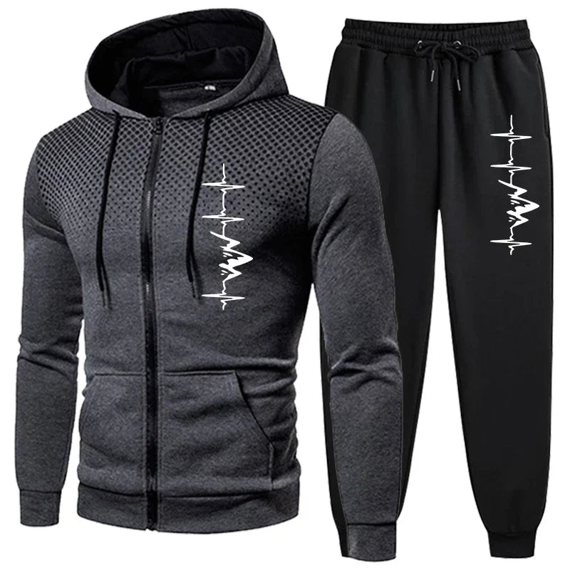 Men's Hooded Sports Set (Zip-up Hoodie and Pants)
