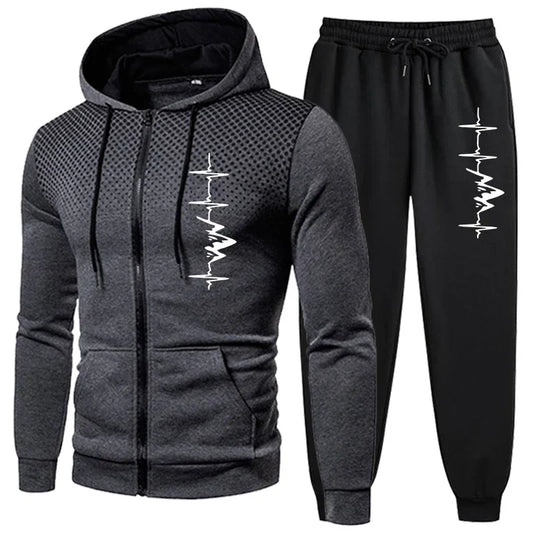Men's Hooded Sports Set (Zip-up Hoodie and Pants)