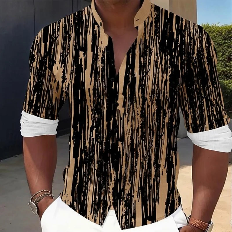 Men's long-sleeve shirt with a tech circuit print