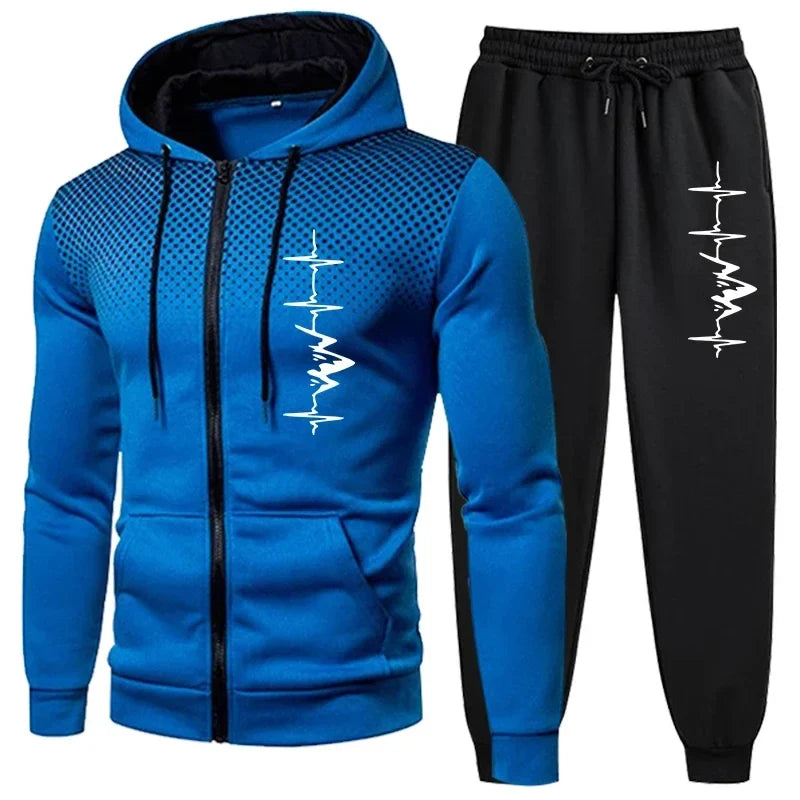 Men's Hooded Sports Set (Zip-up Hoodie and Pants)
