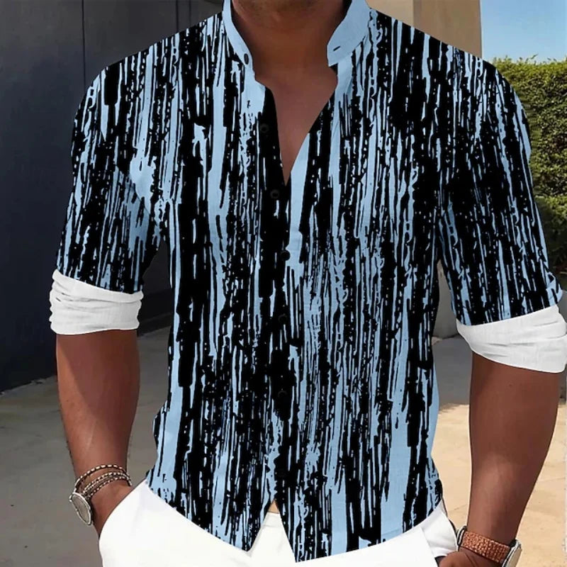 Men's long-sleeve shirt with a tech circuit print